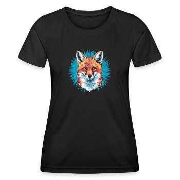 Renard - Illustration - T-shirt sport Femme - noir - Devant - AI Model Female 172 light (172cm)