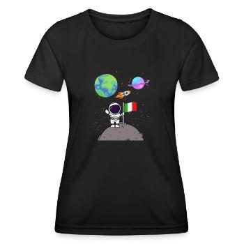 Mondlandung Planet Italien Flagge Astronaut - Frauen Funktions-T-Shirt - Schwarz - Vorne - AI Model Female 172 light (172cm)