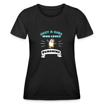 Amoureux des animaux Zoo Animal Girl Cadeau Pingouin - T-shirt sport Femme - noir - Devant - AI Model Female 172 light (172cm)