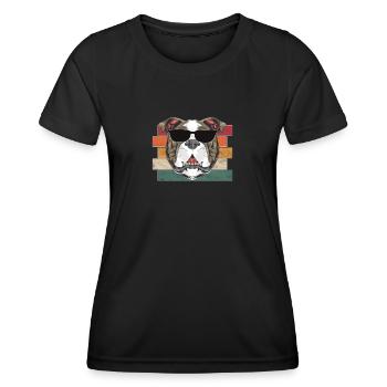Englische Bulldogge Kaffee Liebhaber - Frauen Funktions-T-Shirt - Schwarz - Vorne - AI Model Female 172 light (172cm)