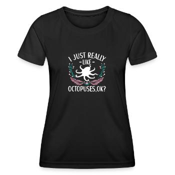 Octopus Outfit Octopus Octopus - Women's Functional T-Shirt - black - Front - AI Model Female 172 light (172cm)
