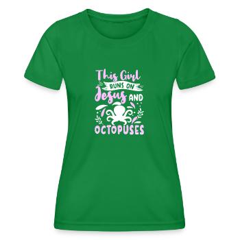 Oktopus Outfit Tintenfisch Kraken - Frauen Funktions-T-Shirt - Kelly Green - Vorne - AI Model Female 172 dark (172cm)