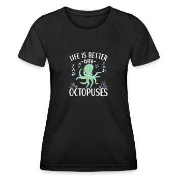 Octopus Outfit Octopus Octopus - Women's Functional T-Shirt - black - Front - AI Model Female 172 light (172cm)