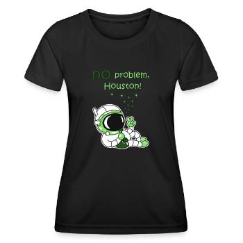 Hanfblatt Hanf Astronaut chillt no problem Houston - Frauen Funktions-T-Shirt - Schwarz - Vorne - AI Model Female 172 light (172cm)