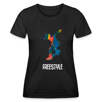 Skateboard Freestyle - T-shirt sport Femme - noir - Devant - AI Model Female 172 light (172cm)
