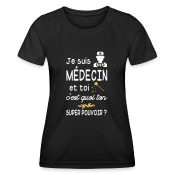je suis médecin - T-shirt sport Femme - noir - Devant - AI Model Female 172 light (172cm)