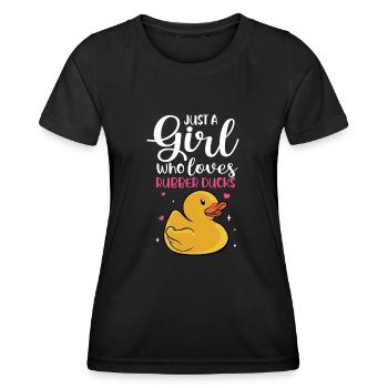 Women Just A Girl Who Loves Rubber Ducks Duckie Du - Frauen Funktions-T-Shirt - Schwarz - Vorne - AI Model Female 172 light (172cm)