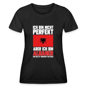 Albanische Flagge Albanischer Adler Shqiponja - Frauen Funktions-T-Shirt - Schwarz - Vorne - AI Model Female 172 light (172cm)