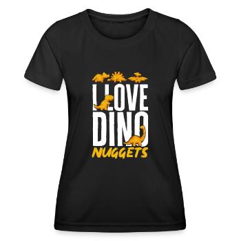 Dino Nuggets Dinosaurier Chicken Nuggets - Frauen Funktions-T-Shirt - Schwarz - Vorne - AI Model Female 172 light (172cm)