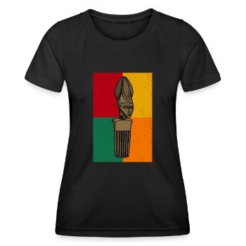Afro Comb Hair Hairstyle History Culture Africa Comb - Women's Functional T-Shirt - black - Front - AI Model Female 172 light (172cm)