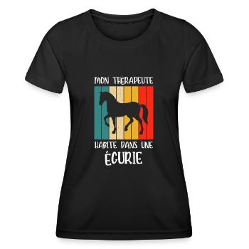 mon thérapeute habite une écurie - T-shirt sport Femme - noir - Devant - AI Model Female 172 light (172cm)