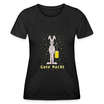 gute Nacht Schlafshirt Hase - Frauen Funktions-T-Shirt - Schwarz - Vorne - AI Model Female 172 light (172cm)
