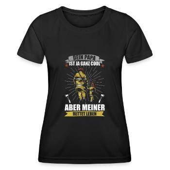 Feuerwehr Papa Rettet Leben Feuerwehrmann Geschenk - Frauen Funktions-T-Shirt - Schwarz - Vorne - AI Model Female 172 light (172cm)