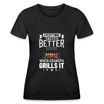 Grandpa Grill BBQ GrillEr Grandfather Opi - Women's Functional T-Shirt - black - Front - AI Model Female 172 light (172cm)
