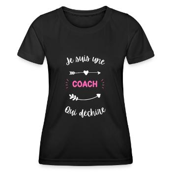 Je suis une coach qui déchire - T-shirt sport Femme - noir - Devant - AI Model Female 172 light (172cm)