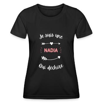 Je suis une Nadia qui déchire - T-shirt sport Femme - noir - Devant - AI Model Female 172 light (172cm)