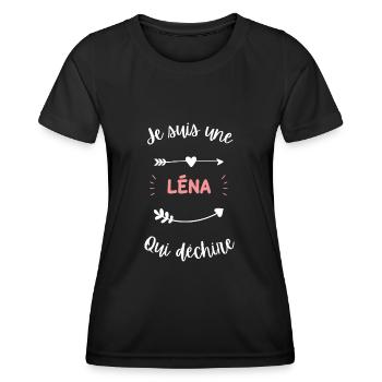 Je suis une Léna qui déchire - T-shirt sport Femme - noir - Devant - AI Model Female 172 light (172cm)