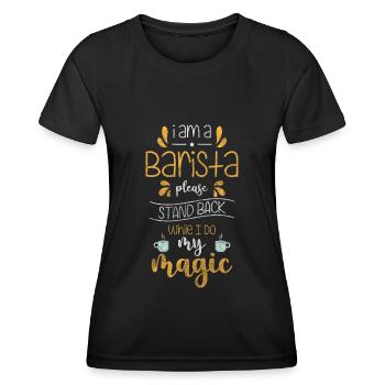 Barman portafilter espresso - T-shirt sport Femme - noir - Devant - AI Model Female 172 light (172cm)