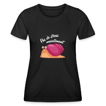 Pas de stress, un escargot qui dort. - T-shirt sport Femme - noir - Devant - AI Model Female 172 light (172cm)