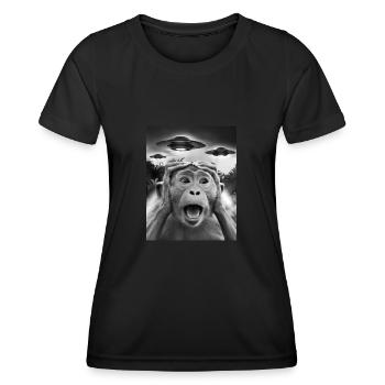 Drôle Singe Graphique OVNI Bizarre - T-shirt sport Femme - noir - Devant - AI Model Female 172 light (172cm)