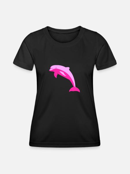 Pink dolphin - Frauen Funktions-T-Shirt - Schwarz