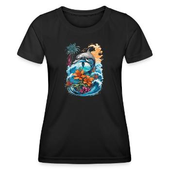 Cute Dolphin - Frauen Funktions-T-Shirt - Schwarz - Vorne - AI Model Female 172 light (172cm)