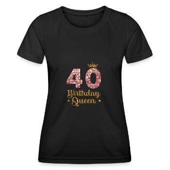 40e anniversaire Reine 40 ans quarante - T-shirt sport Femme - noir - Devant - AI Model Female 172 light (172cm)
