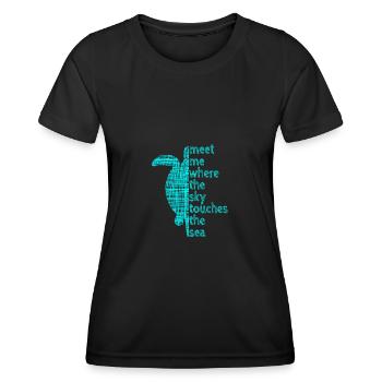 Turtle Slogan meet me Schildkröte Spruch Ozean - Frauen Funktions-T-Shirt - Schwarz - Vorne - AI Model Female 172 light (172cm)