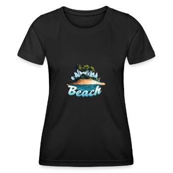 Beach Beach Comic Motif - Women's Functional T-Shirt - black - Front - AI Model Female 172 light (172cm)