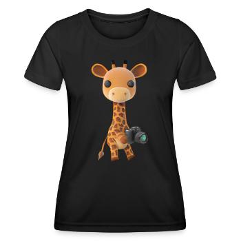 Photographier Safari Girafe - T-shirt sport Femme - noir - Devant - AI Model Female 172 light (172cm)