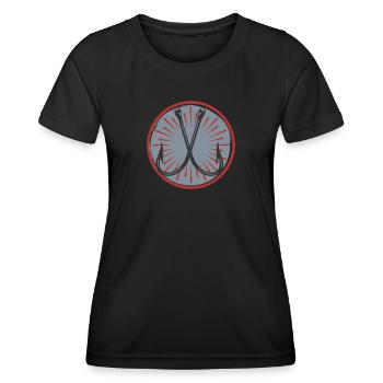 Angelhaken Angel Design Angler Angeln Anglerin - Frauen Funktions-T-Shirt - Schwarz - Vorne - AI Model Female 172 light (172cm)