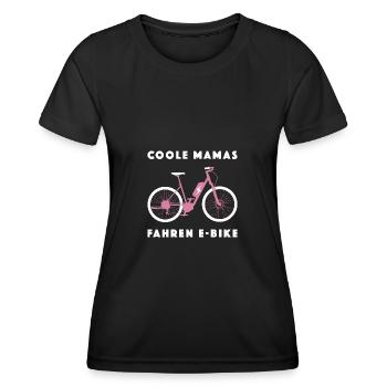 E Bike Mama Elektrofahrrad Elektrisches Fahrrad - Frauen Funktions-T-Shirt - Schwarz - Vorne - AI Model Female 172 light (172cm)