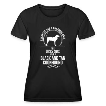BLACK AND TAN COONHOUND Ange gardien Wilsigns - T-shirt sport Femme - noir - Devant - AI Model Female 172 light (172cm)