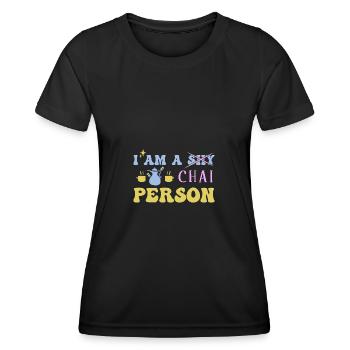 Chai Latte Tee trinken Teetrinker - Frauen Funktions-T-Shirt - Schwarz - Vorne - AI Model Female 172 light (172cm)