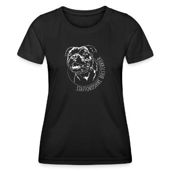 STAFFORDSHIRE BULLTERRIER Portrait de chien Wilsigns - T-shirt sport Femme - noir - Devant - AI Model Female 172 light (172cm)