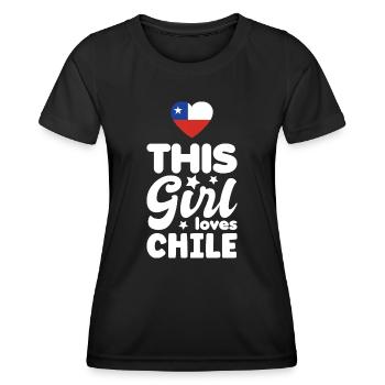 Chile Flagge Südamerika Chilenische Fahne Vintage - Frauen Funktions-T-Shirt - Schwarz - Vorne - AI Model Female 172 light (172cm)