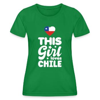 Chile Flagge Südamerika Chilenische Fahne Vintage - Frauen Funktions-T-Shirt - Kelly Green - Vorne - AI Model Female 172 dark (172cm)
