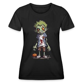 Cartoon Zombie Goule Halloween Nuit - T-shirt sport Femme - noir - Devant - AI Model Female 172 light (172cm)