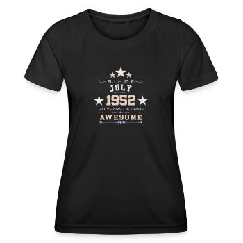 Juillet 1952 - Cadeau du 70e anniversaire. Génial. - T-shirt sport Femme - noir - Devant - AI Model Female 172 light (172cm)