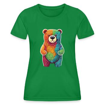 Cooler bunter Bär Gummibär Braunbär Tier - Frauen Funktions-T-Shirt - Kelly Green - Vorne - AI Model Female 172 dark (172cm)