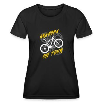 Oma auf Radtour Großmutter fährt Fahrrad - Frauen Funktions-T-Shirt - Schwarz - Vorne - AI Model Female 172 light (172cm)
