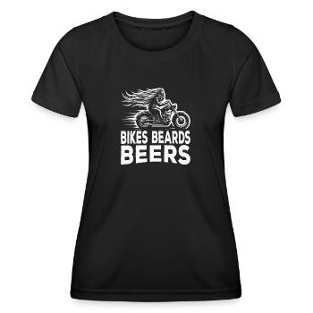 Vélos barbes bière : la vie à son meilleur - T-shirt sport Femme - noir - Devant - AI Model Female 172 light (172cm)