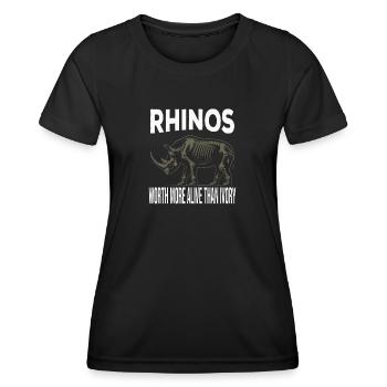 Nashörner, lebend mehr wert als Elfenbein - Frauen Funktions-T-Shirt - Schwarz - Vorne - AI Model Female 172 light (172cm)