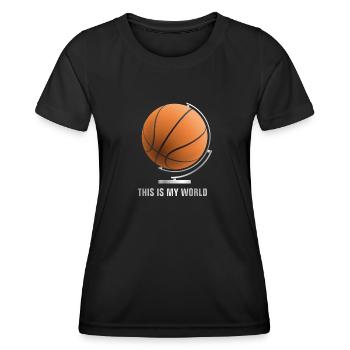 globe_world_sport_122013_basketball_b - Frauen Funktions-T-Shirt - Schwarz - Vorne - AI Model Female 172 light (172cm)