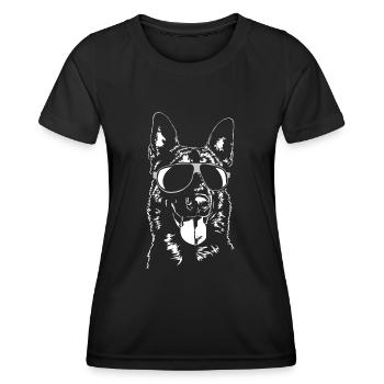 BELGIAN MALINOIS cool sunglasses dogs Wilsigns - Women's Functional T-Shirt - black - Front - AI Model Female 172 light (172cm)
