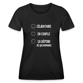 ça dépend - T-shirt sport Femme - noir - Devant - AI Model Female 172 light (172cm)