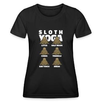 Faultier Yoga Faul Tier Lustig Relax Witzig Humor - Frauen Funktions-T-Shirt - Schwarz - Vorne - AI Model Female 172 light (172cm)