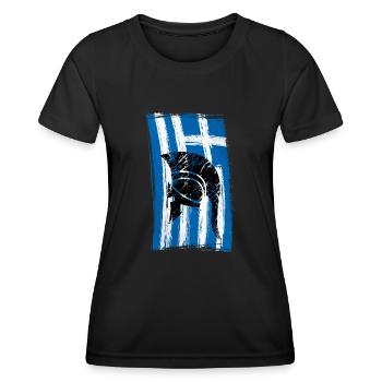 Hinweis Griechenland Helm Sparta - Frauen Funktions-T-Shirt - Schwarz - Vorne - AI Model Female 172 light (172cm)