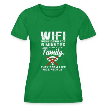WiFi wurde lustiges Zitat mit der Familie Teen Vid - Frauen Funktions-T-Shirt - Kelly Green - Vorne - AI Model Female 172 dark (172cm)