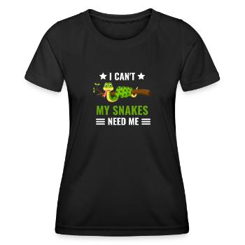 Ich kann nicht Tierliebhaber Geschenk Schlangen - Frauen Funktions-T-Shirt - Schwarz - Vorne - AI Model Female 172 light (172cm)